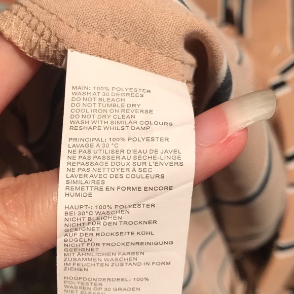 📦5/$50 Nasty Gal Down The Line High Waisted Wide Leg Stripe Pants Neutral Tan - Picture 8 of 8